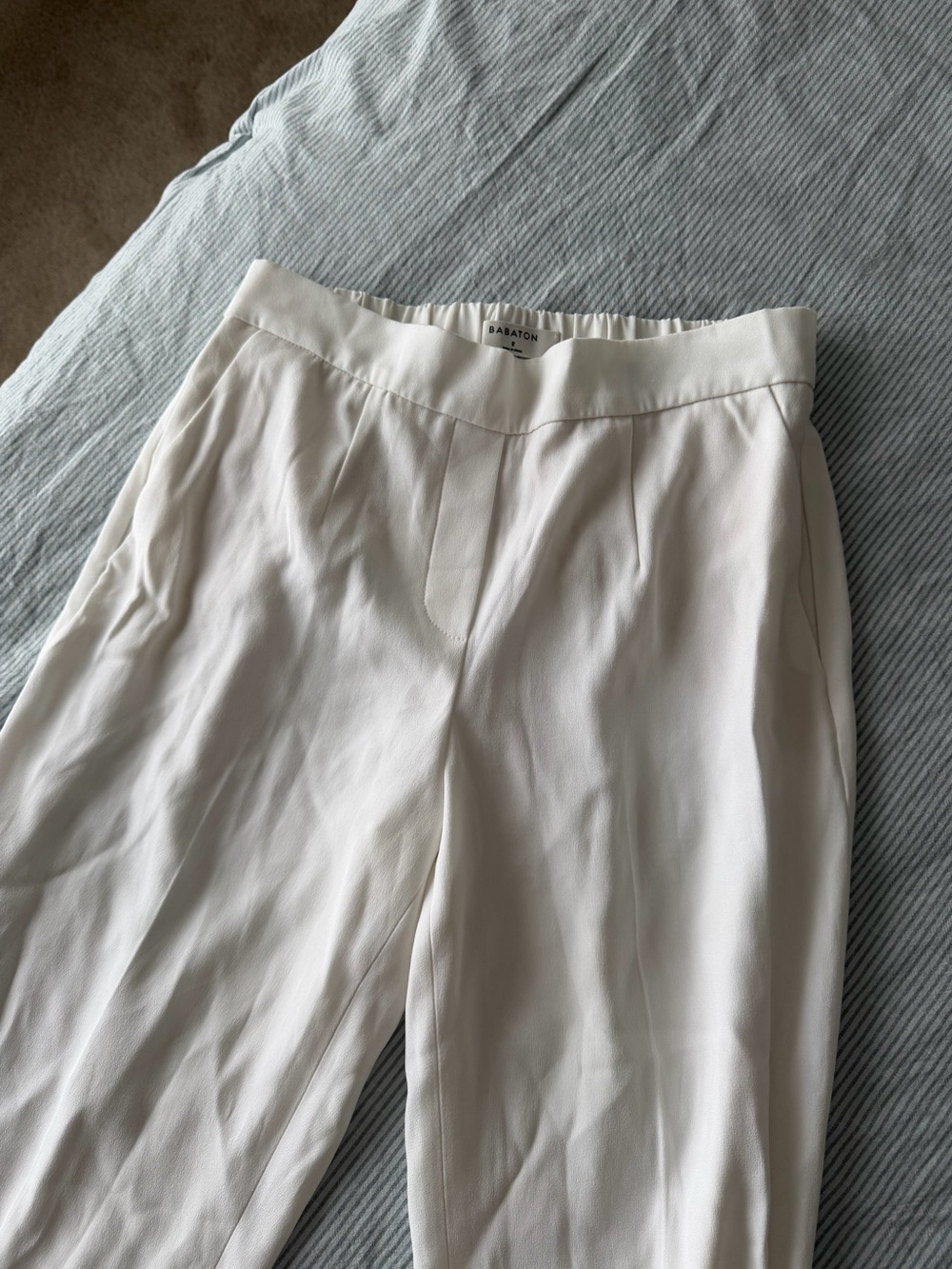 Aritzia Babaton Cream Elastic-Waist Trousers